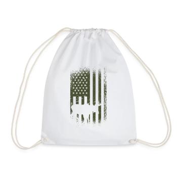 Elk Camo Us Flag Moose - Drawstring Bag - white - Front