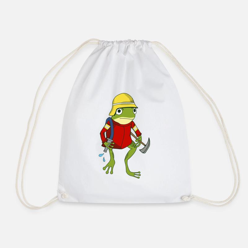 Frosch von der Feuerwehr Comic - Turnbeutel - Weiß