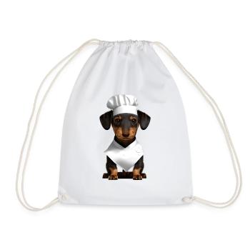 Chiens, Teckel, Restaurateur, Chiot teckel, Cuisine pour chiens - Sac de sport léger - blanc - Devant