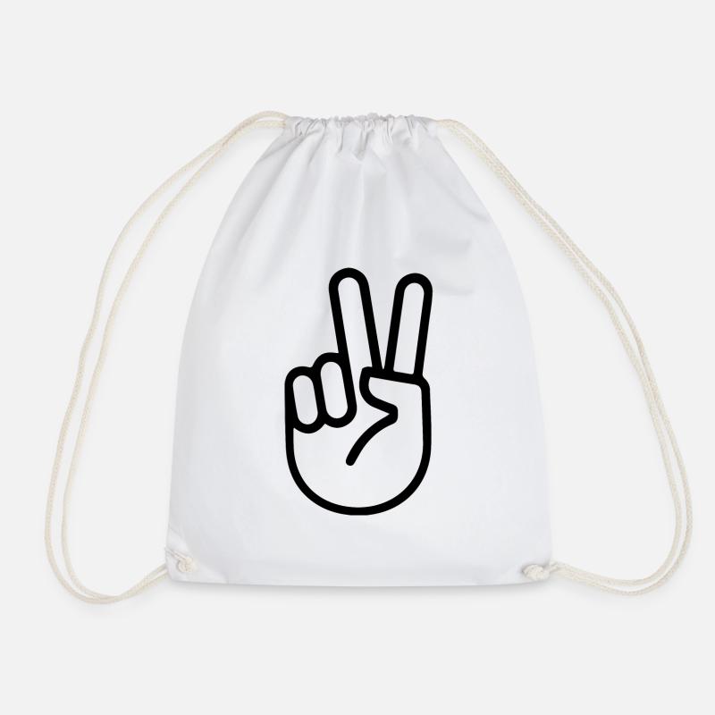 peace, victory, geste, finger, hand - Turnbeutel - Weiß