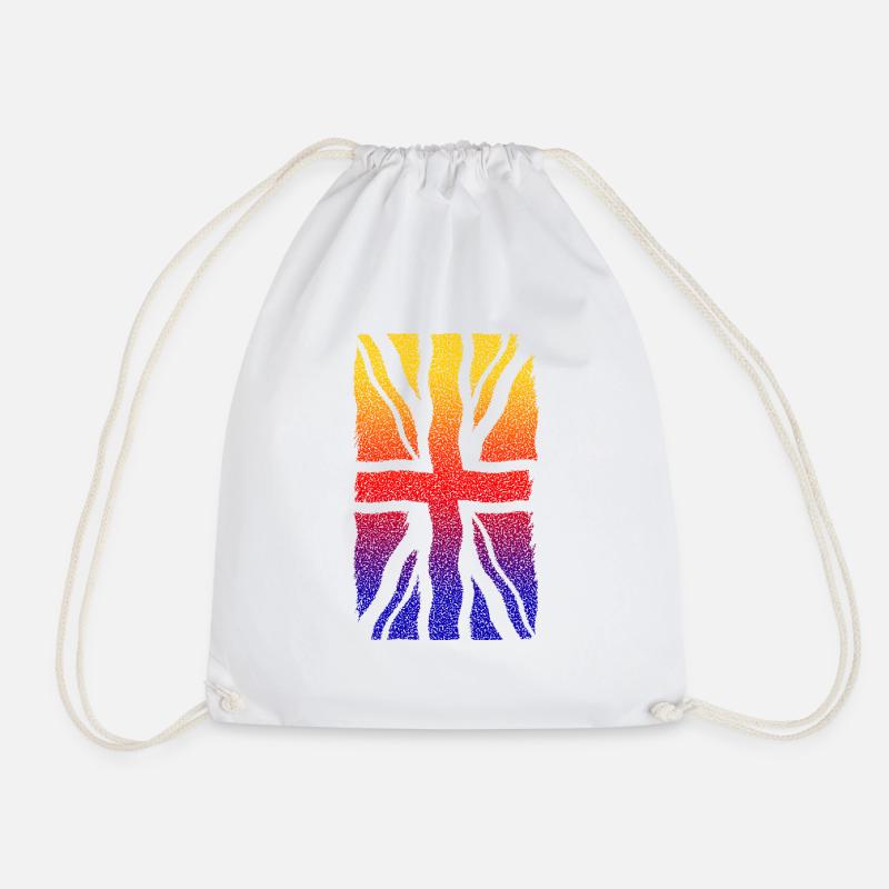 Union Jack Rainbow Distressed wave - Drawstring Bag - white