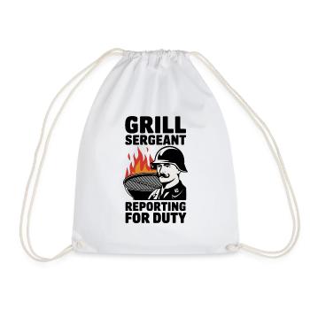 Grill Sergeant Reporting For Duty - Drawstring Bag - white - Front