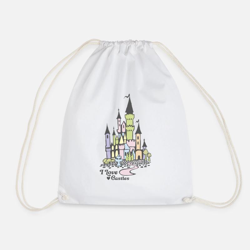 I love castles - Drawstring Bag - white