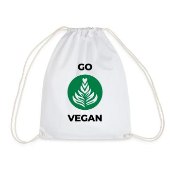 go vegan - Drawstring Bag - white - Front