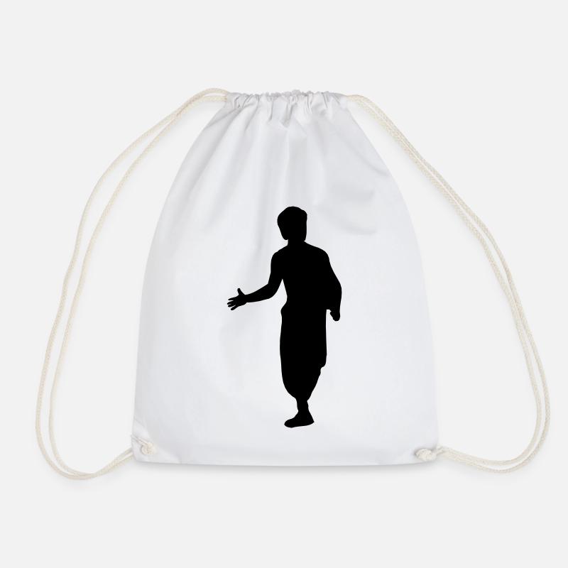 Bruce Lee und Action Kung Fu Escrima Schattenfigur - Turnbeutel - Weiß