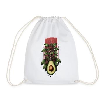 Avocado Sprout: Tree Emerging from an Avocado - Drawstring Bag - white - Front