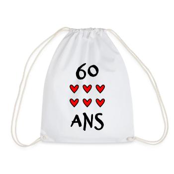 60. 60 ANS. 60e ANNIVERSAIRE. ANNIVERSAIRE 60 ANS. - Sac de sport léger - blanc - Devant