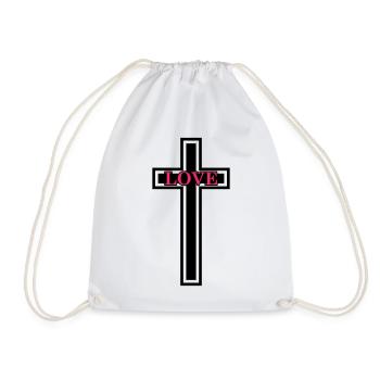 Cross Christian Love - Drawstring Bag - white - Front