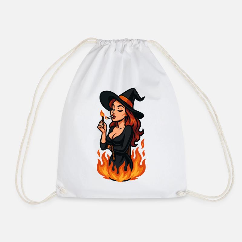 Witch in flames - Drawstring Bag - white