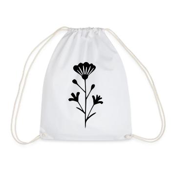 Flower Black Flowers Blossom Wildflowers Herbs - Drawstring Bag - white - Front