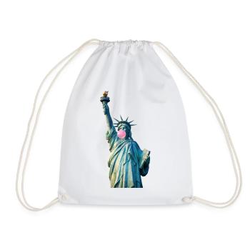 Statue of Liberty Chews Bubblegum - Drawstring Bag - white - Front