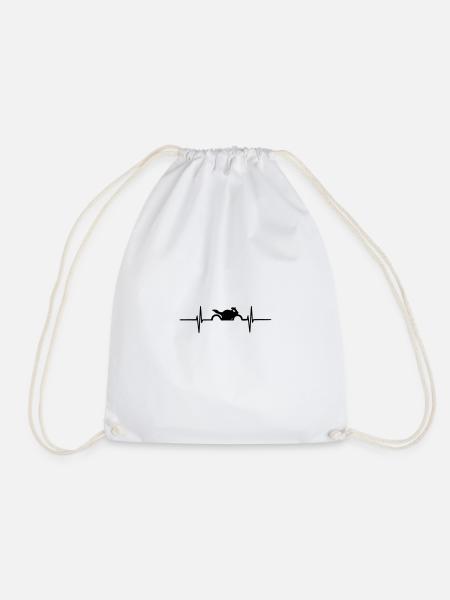 motorcycle beat, ECG, heart, heart - Drawstring Bag - white