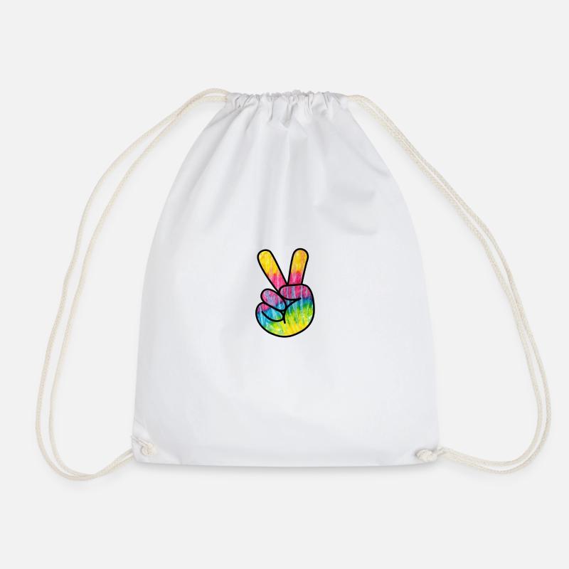 Friedenszeichen Hand -Psychedelic Finger T-Shirt - Turnbeutel - Weiß