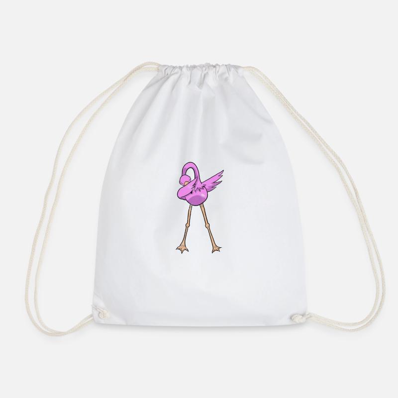 Dabbing Flamingo - Drawstring Bag - white