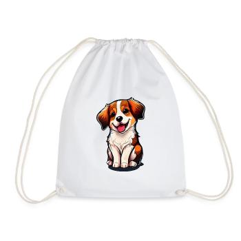 The Cute Dog, Bold and Vivid Colors - Drawstring Bag - white - Front