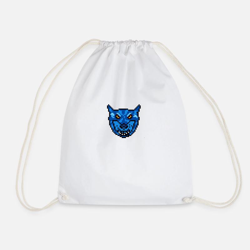 Blue wolf - Drawstring Bag - white