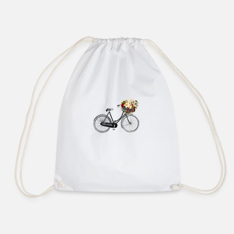 Fahrrad mit Blumen - Turnbeutel - Weiß