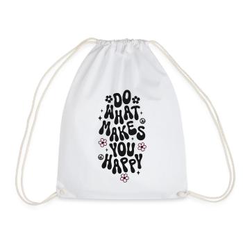Do what makes you happy Spruch Trendy Retro Peace - Turnbeutel - Weiß - Vorne