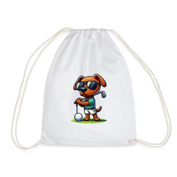 Rhodesian Ridgeback Golfer Golf Course Dogs - Drawstring Bag - white - Front