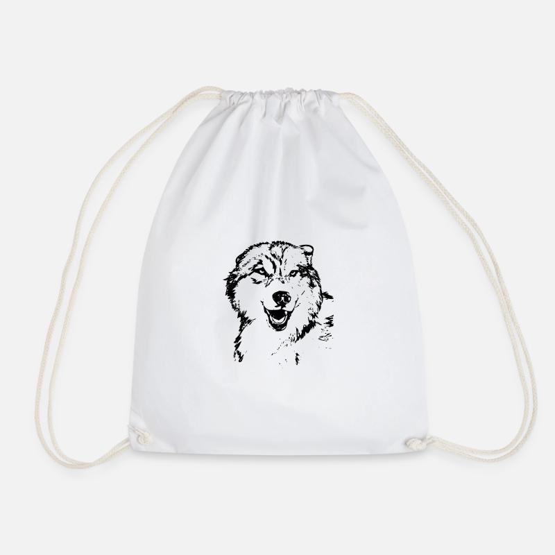 wolf - Drawstring Bag - white