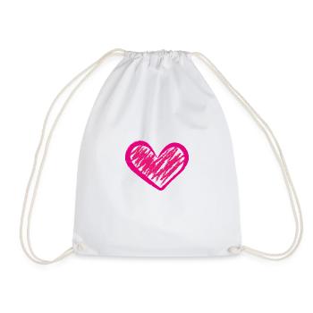 Heart pink - Drawstring Bag - white - Front