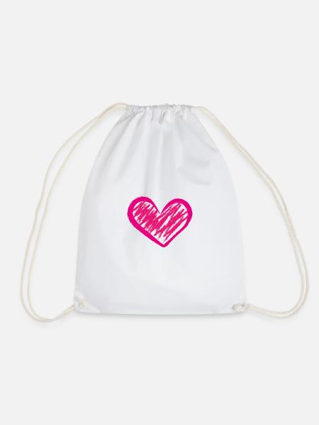 Heart pink - Drawstring Bag - white