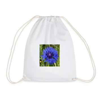 Blue cornflower close-up - Drawstring Bag - white - Front