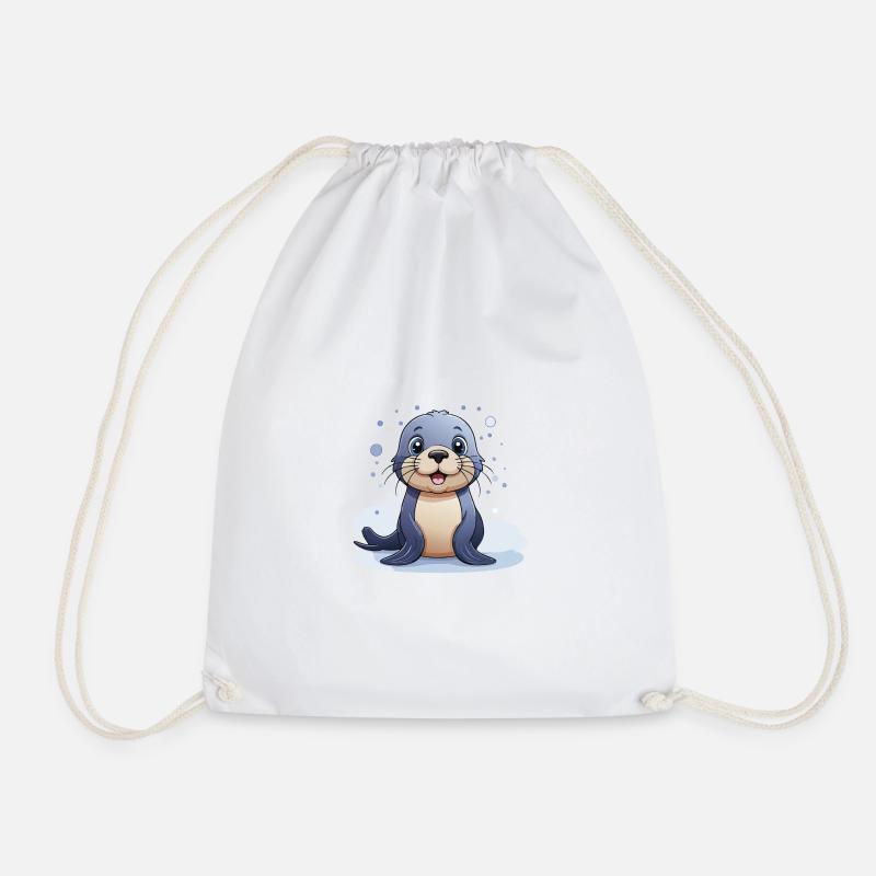 Seal – fun and games in the water! - Drawstring Bag - white