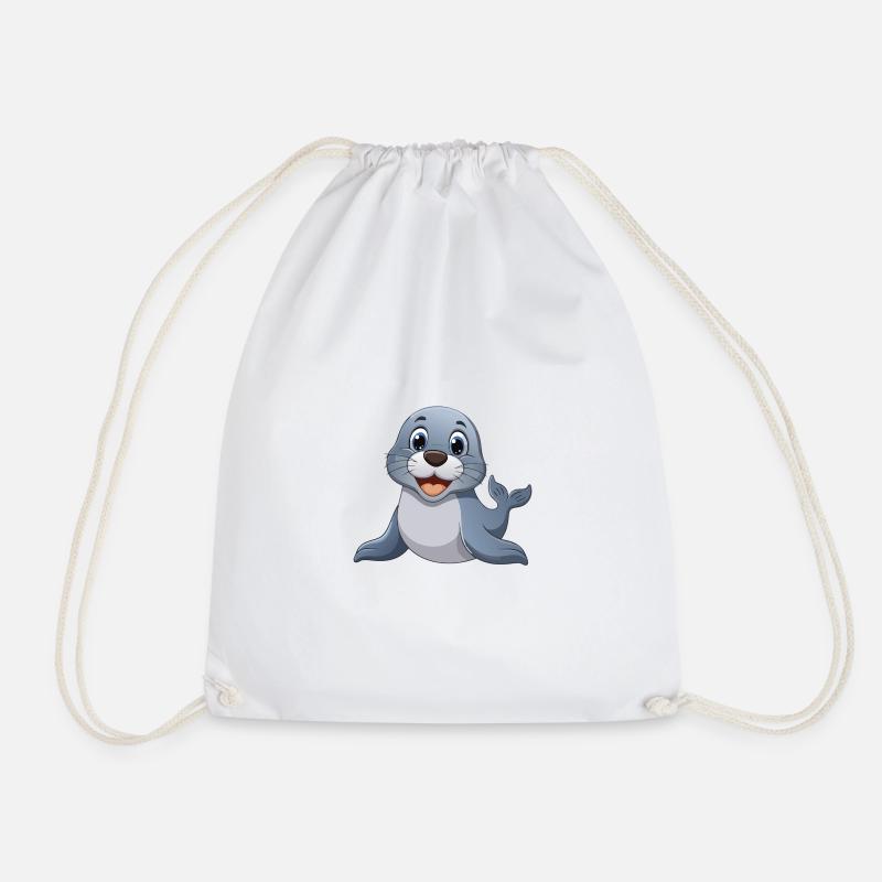 Seal – The sweet eye-catcher! - Drawstring Bag - white