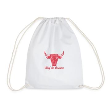 Kitchen bull illustration - Drawstring Bag - white - Front