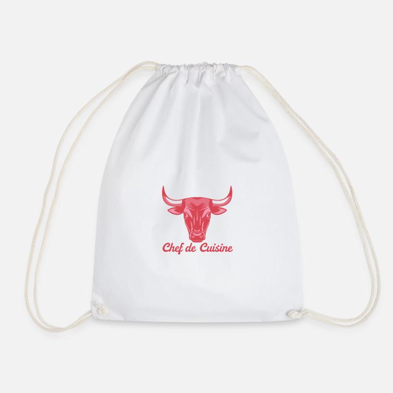 Kitchen bull illustration - Drawstring Bag - white