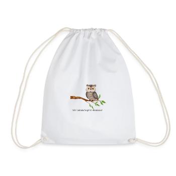 Owl Motif - Drawstring Bag - white - Front