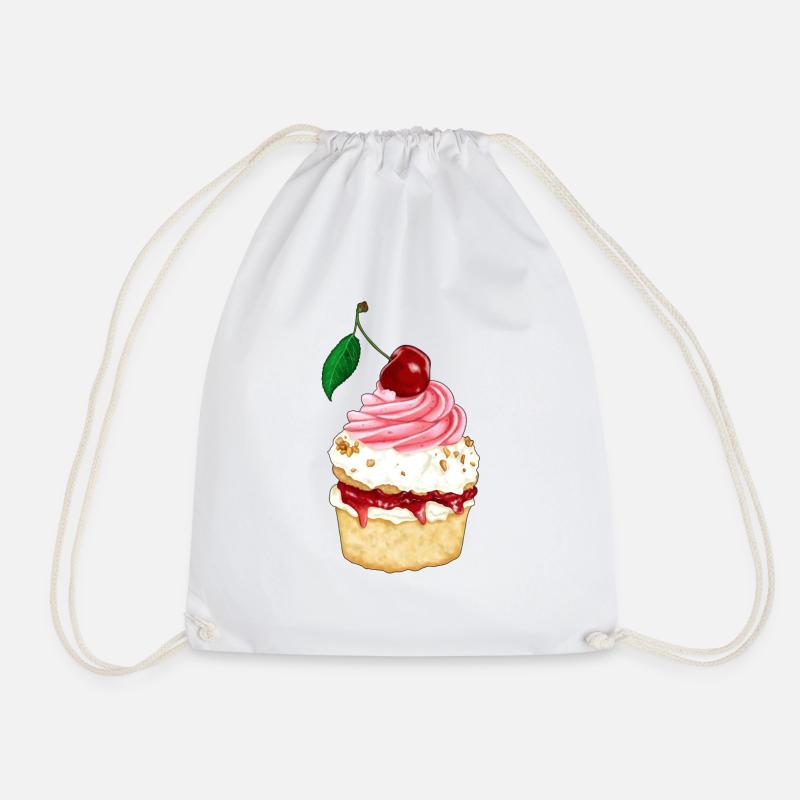 Black Forest Cherry Tart - Drawstring Bag - white