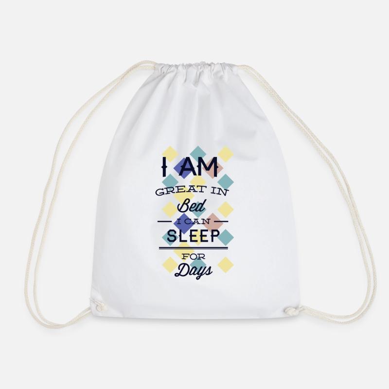 I am good in bed - Drawstring Bag - white