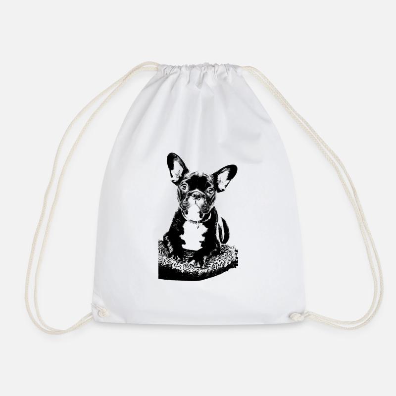 French Bulldog - Drawstring Bag - white