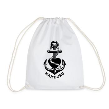 HAMBURG anchor heart - Drawstring Bag - white - Front