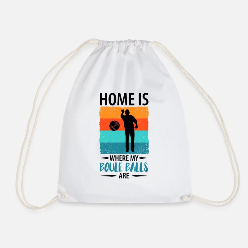 Boule Petanque Boccia Boules - Drawstring Bag - white