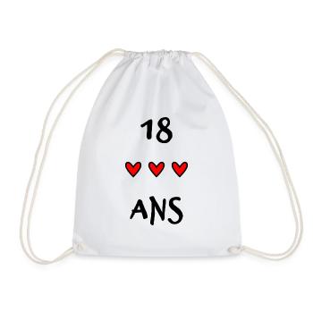 18 ANS. 18e ANNIVERSAIRE. ANNIVERSAIRE 18 ANS - Sac de sport léger - blanc - Devant