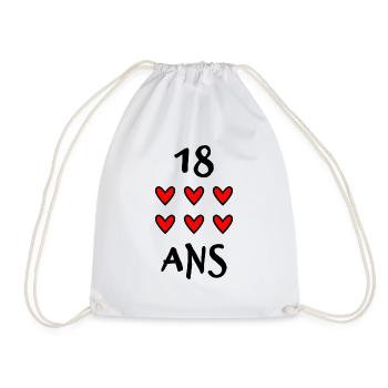 18 ANS. 18e ANNIVERSAIRE. ANNIVERSAIRE 18 ANS.18 - Sac de sport léger - blanc - Devant