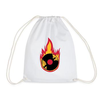 Fire Vinyl Record Music - Drawstring Bag - white - Front
