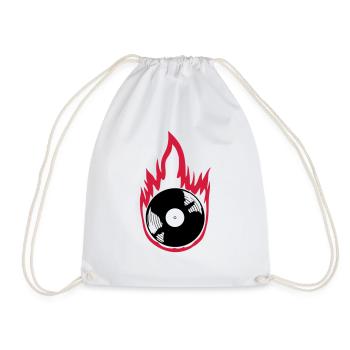 Fire Vinyl Record Music - Drawstring Bag - white - Front