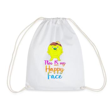 Angry face face cartoon happy face cartoon - Drawstring Bag - white - Front
