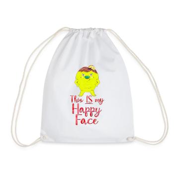 Angry face face cartoon happy face cartoon - Drawstring Bag - white - Front
