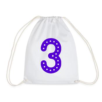 3 ANS. 3e ANNIVERSAIRE. ANNIVERSAIRE 3 ANS. 3 - Sac de sport léger - blanc - Devant
