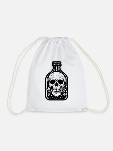 Mysterious Skull Bottle - Drawstring Bag - white