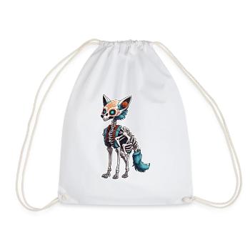 La Catrina/ Tattoo / Mexico / Animal / Dog - Drawstring Bag - white - Front
