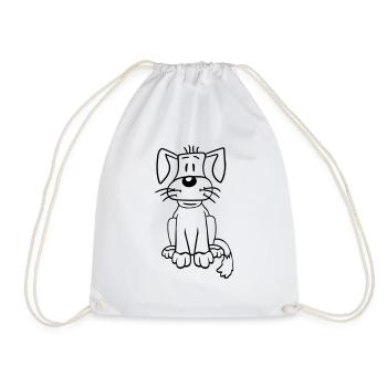 chien assis mignon petit chiot heureux animal de compagnie - Sac de sport léger - blanc - Devant