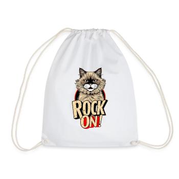Cat - Rock on - Drawstring Bag - white - Front