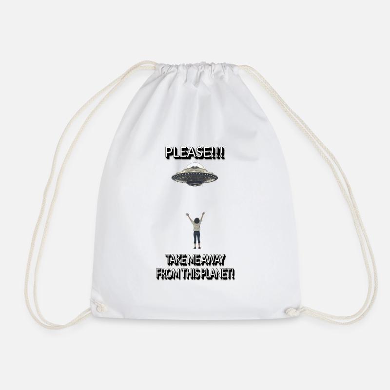 Take me away - Drawstring Bag - white