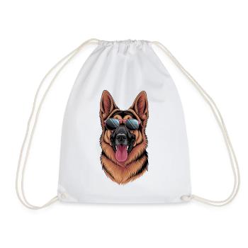  Cooler Deutscher Schäferhund Mit Sonnenbrille Für - Turnbeutel - Weiß - Vorne